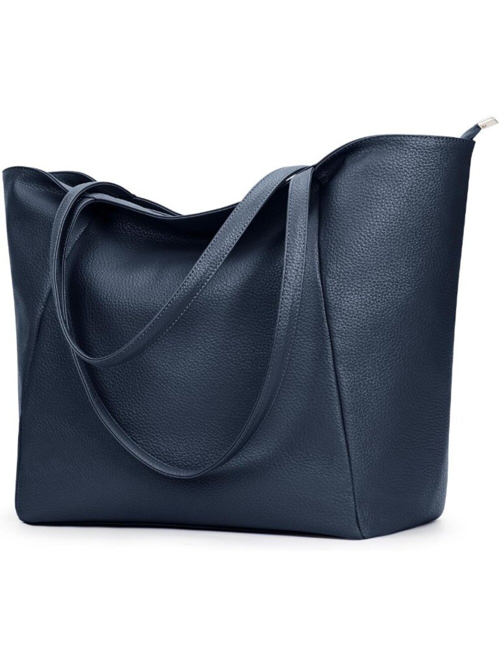 Spacious Vegan Leather Tote Bag - Stylish Casual Zipper Work & Weekend Bag